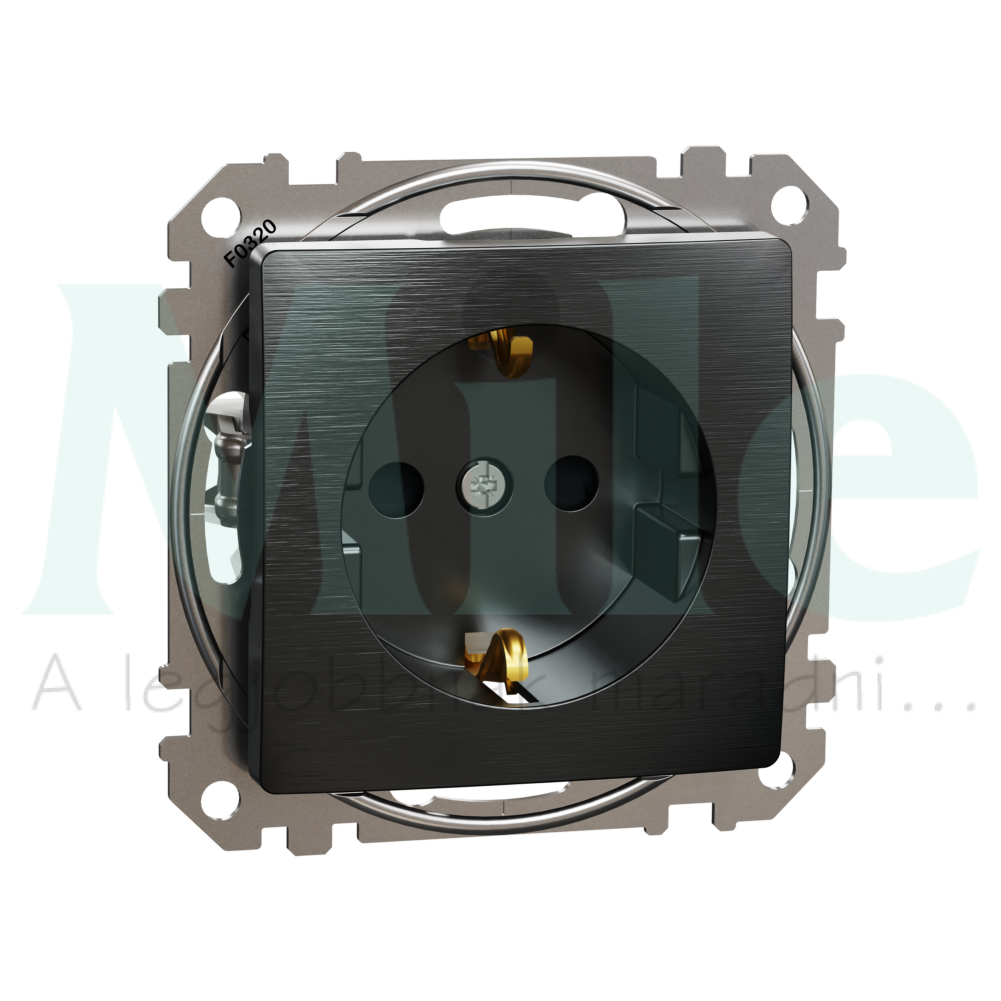 SEDNA 162 dugalj 2p+f csatlakozóaljzat biztonsági zsaluval rugós bekötés 16A szálcsiszolt titánium