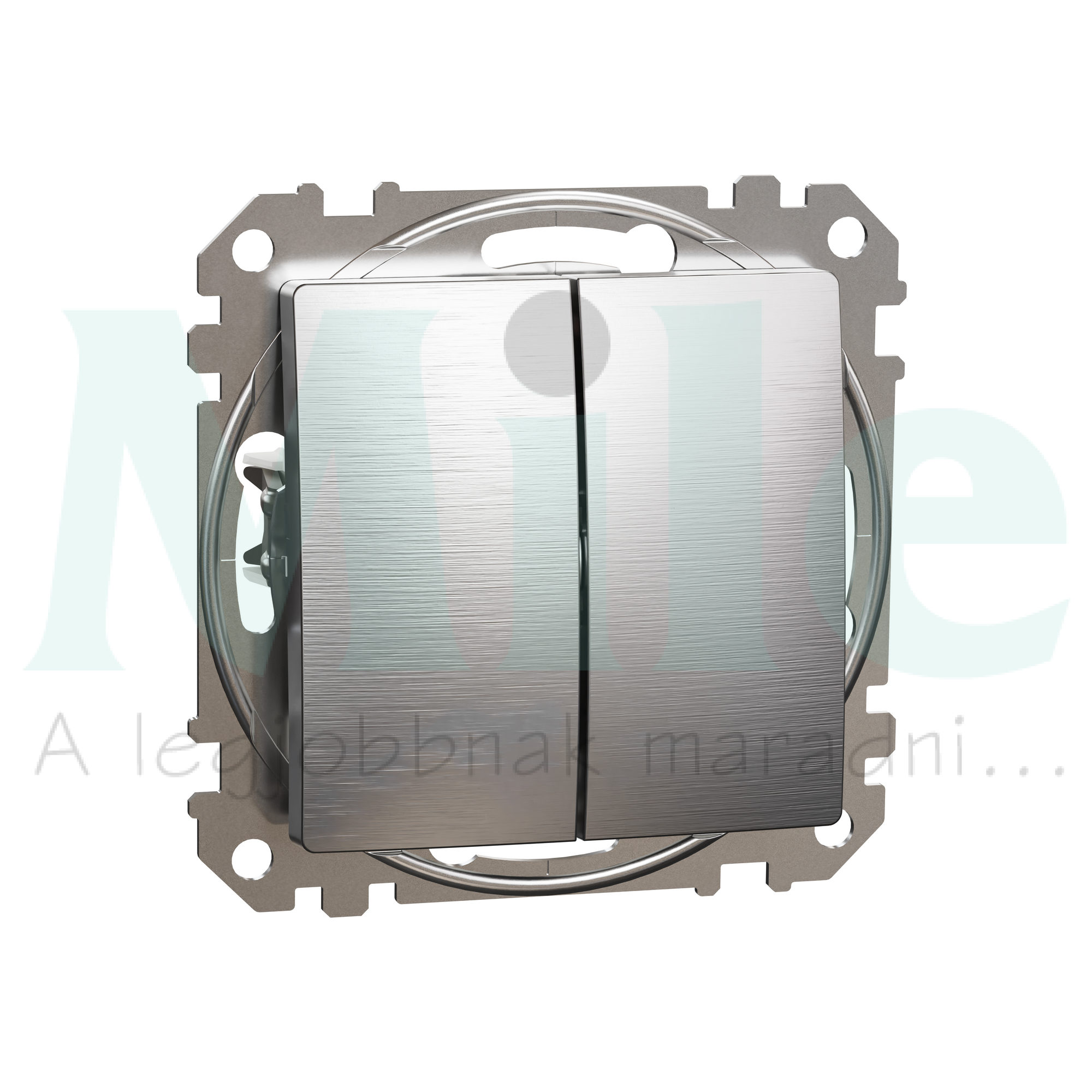 SEDNA Kettős váltókapcsoló rugós bekötés 10AX 106+6 szálcsiszolt alumínium