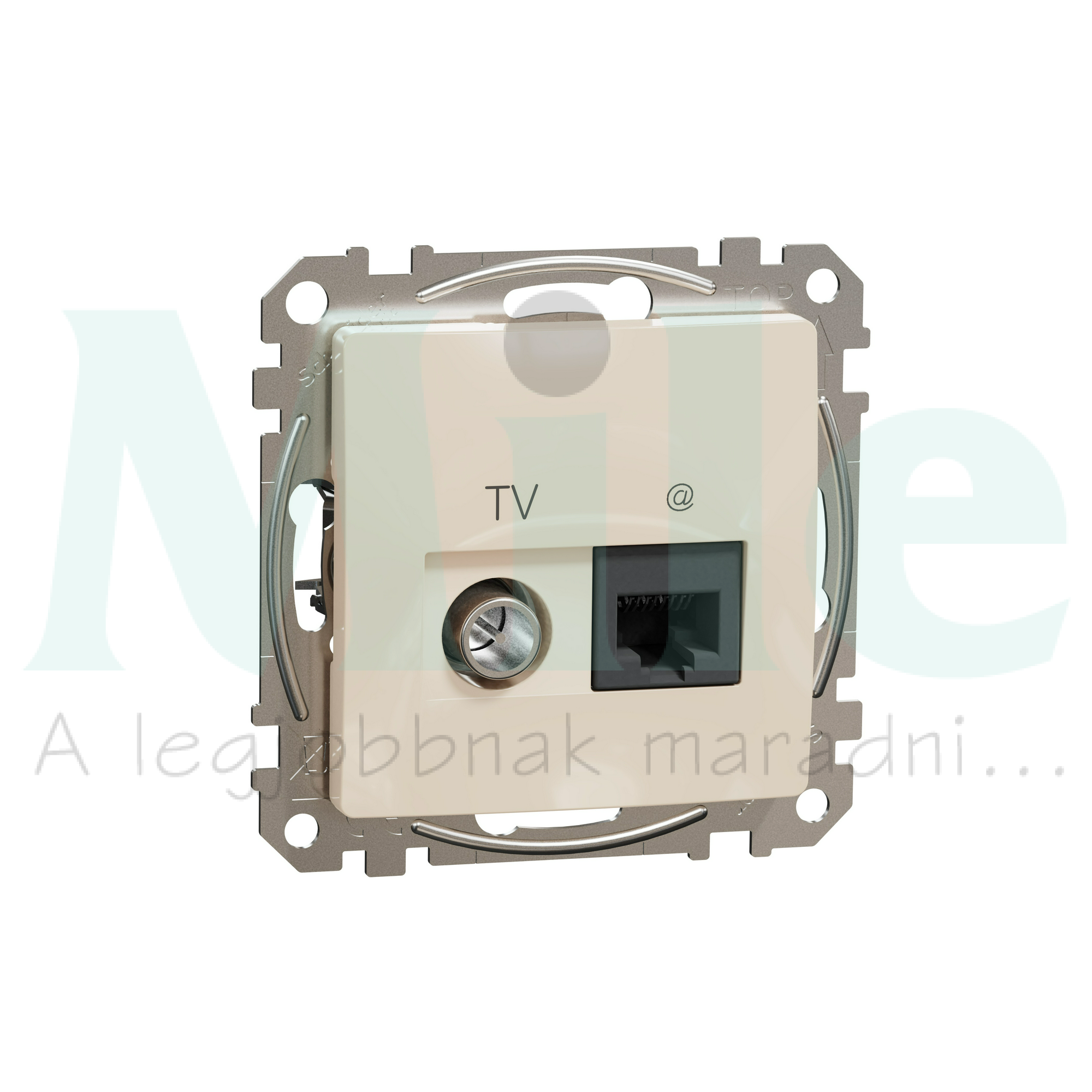 SednaÚj TV 1xKoax 1xRJ45 kezeletlen fényes bézs csavaros Cat6 Schneider