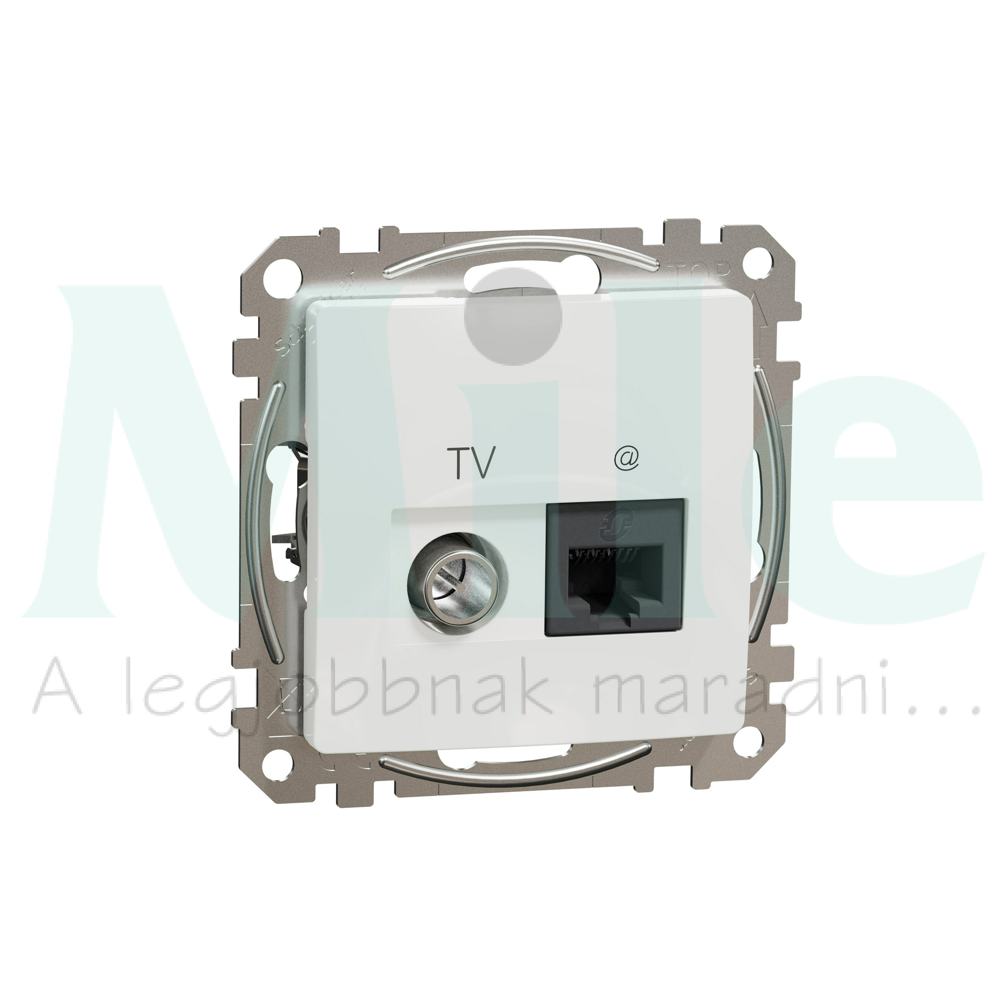 SednaÚj TV 1xKoax 1xRJ45 kezeletlen fényes fehér csavaros Cat6 Schneider