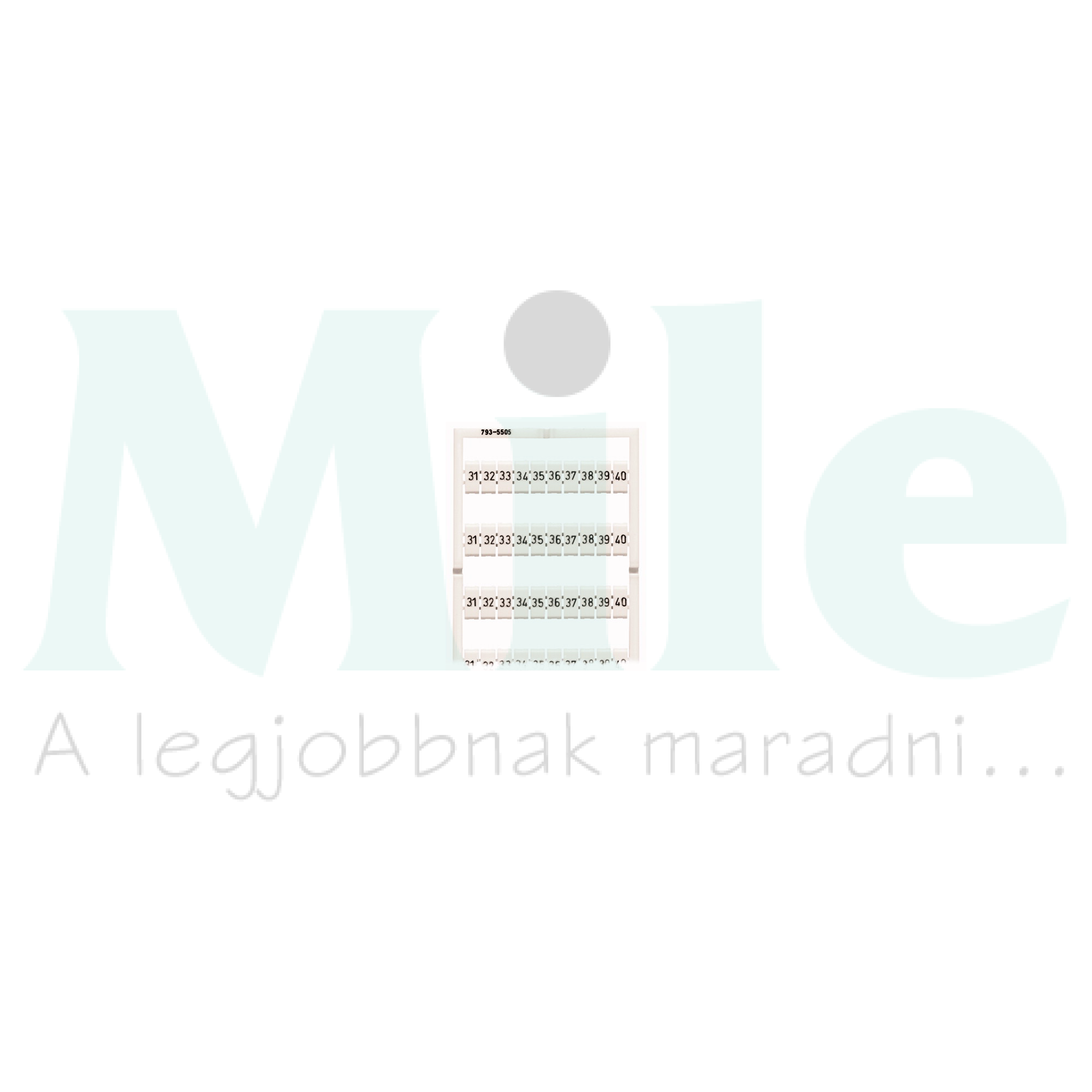 Sorkapocsjelölő lap 31-40 nyújtható 5-5,2mm vízszintes fehér 5mm-modultáv WAGO