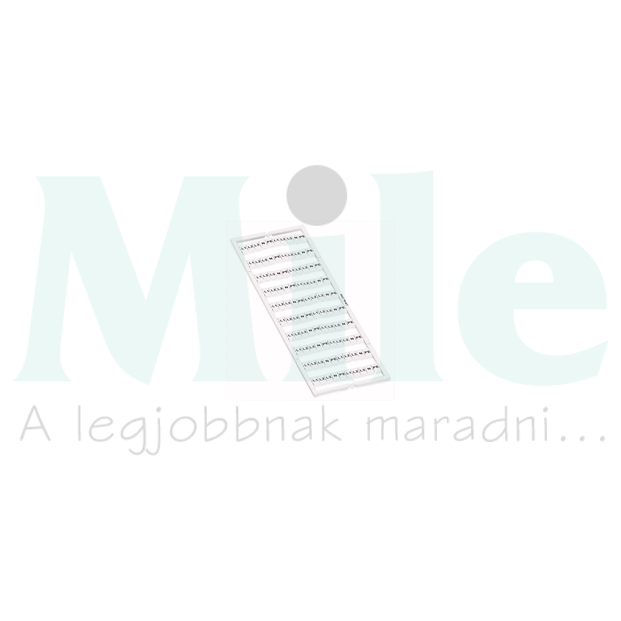Sorkapocsjelölő lap L1,L2,L3,N,PE,L1,L2,L3,N,PE vízszintes fehér 5mm-modultáv WAGO