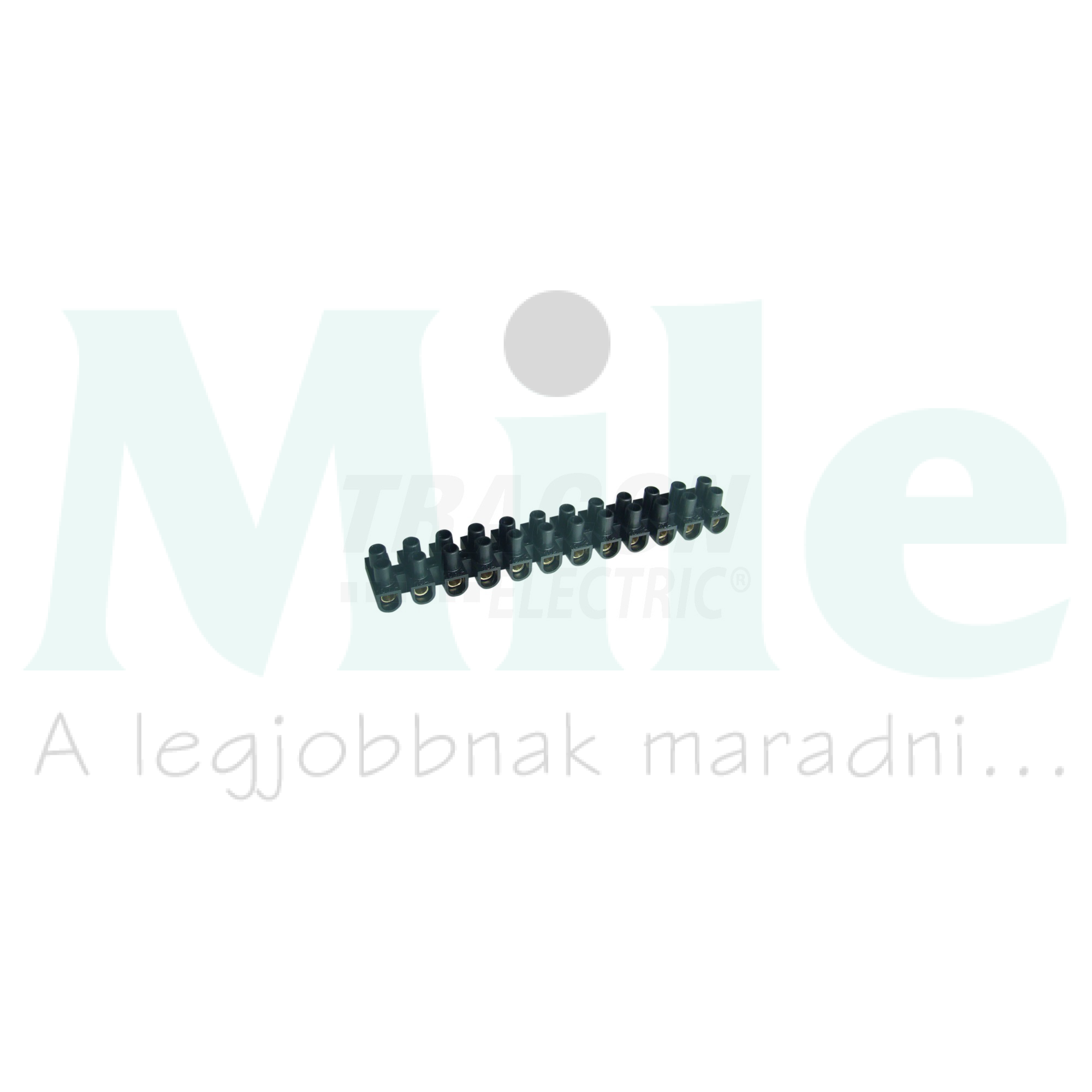 Sorkapocssáv nyomólemezes darabolható flexi 12P 63A 450V termoplaszt 16mm2/sokerű fekete TRACON