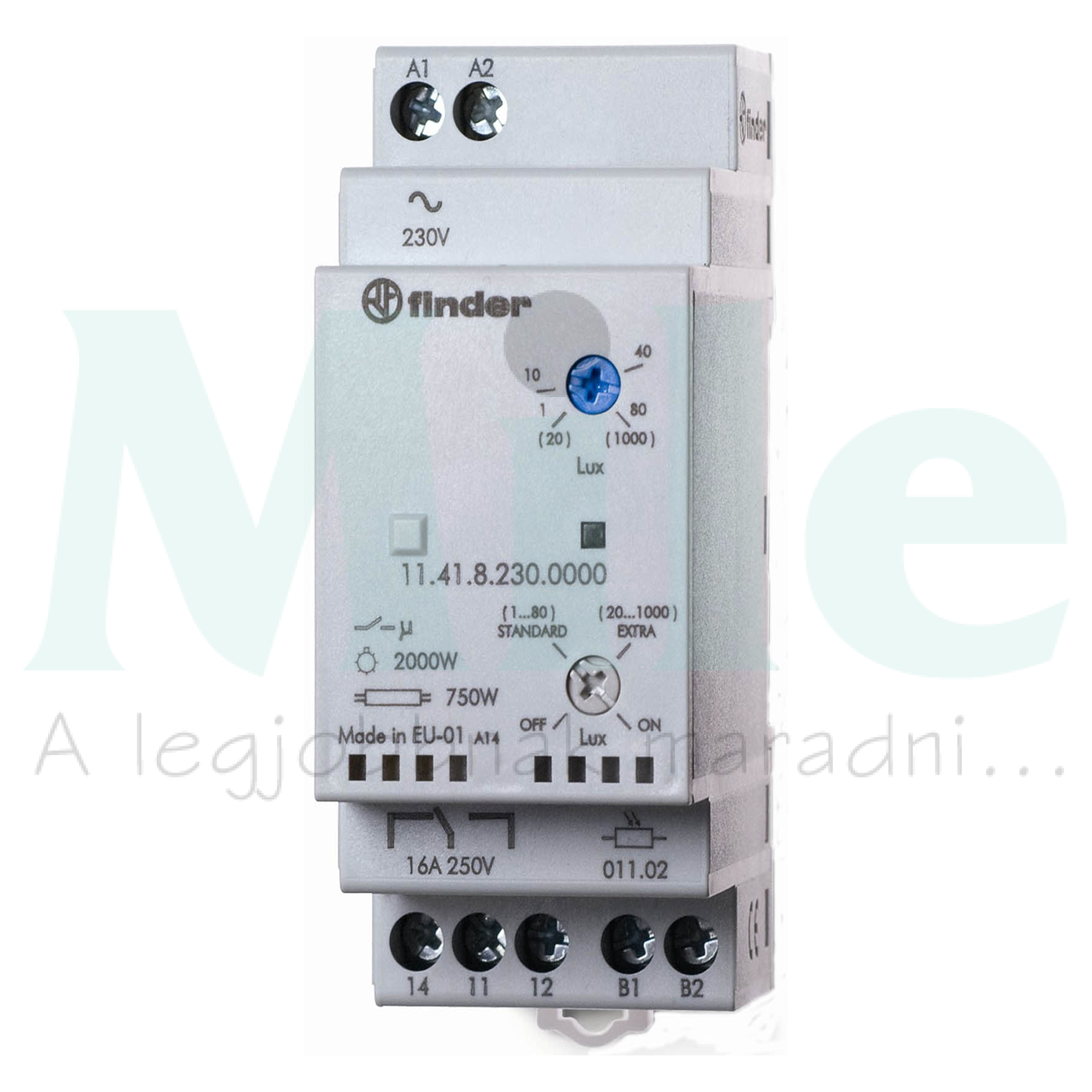 Sorolható alkonykapcsoló érzékelővel 230V 50-60Hz 1-1000lx 2000W/izzó 2M 11.41.8.230.0000 FINDER