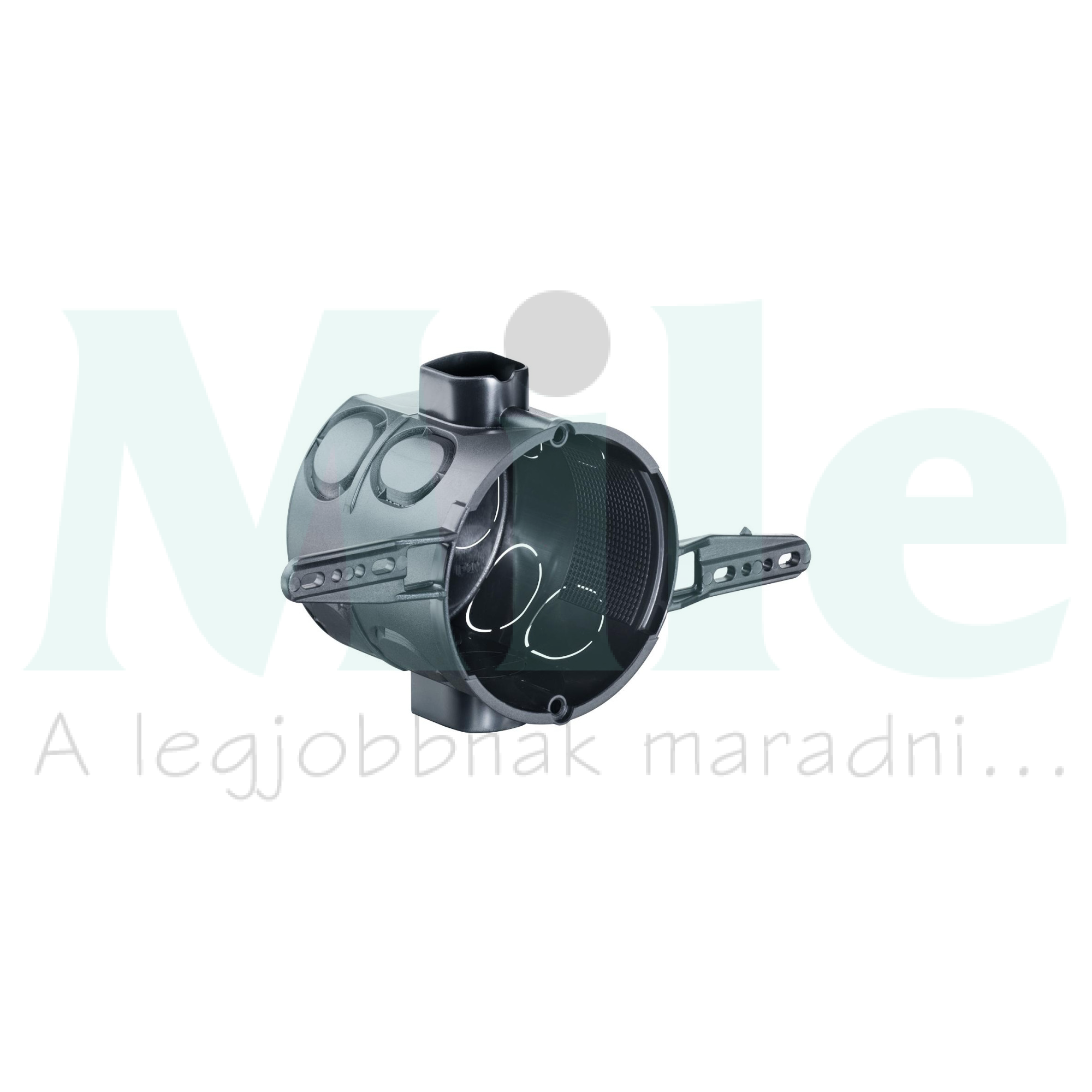 Süllyesztett szerelvénydoboz rögzítő fülekkel mély 1-es kerek 60mm-átmérő műanyag sárga KAISER