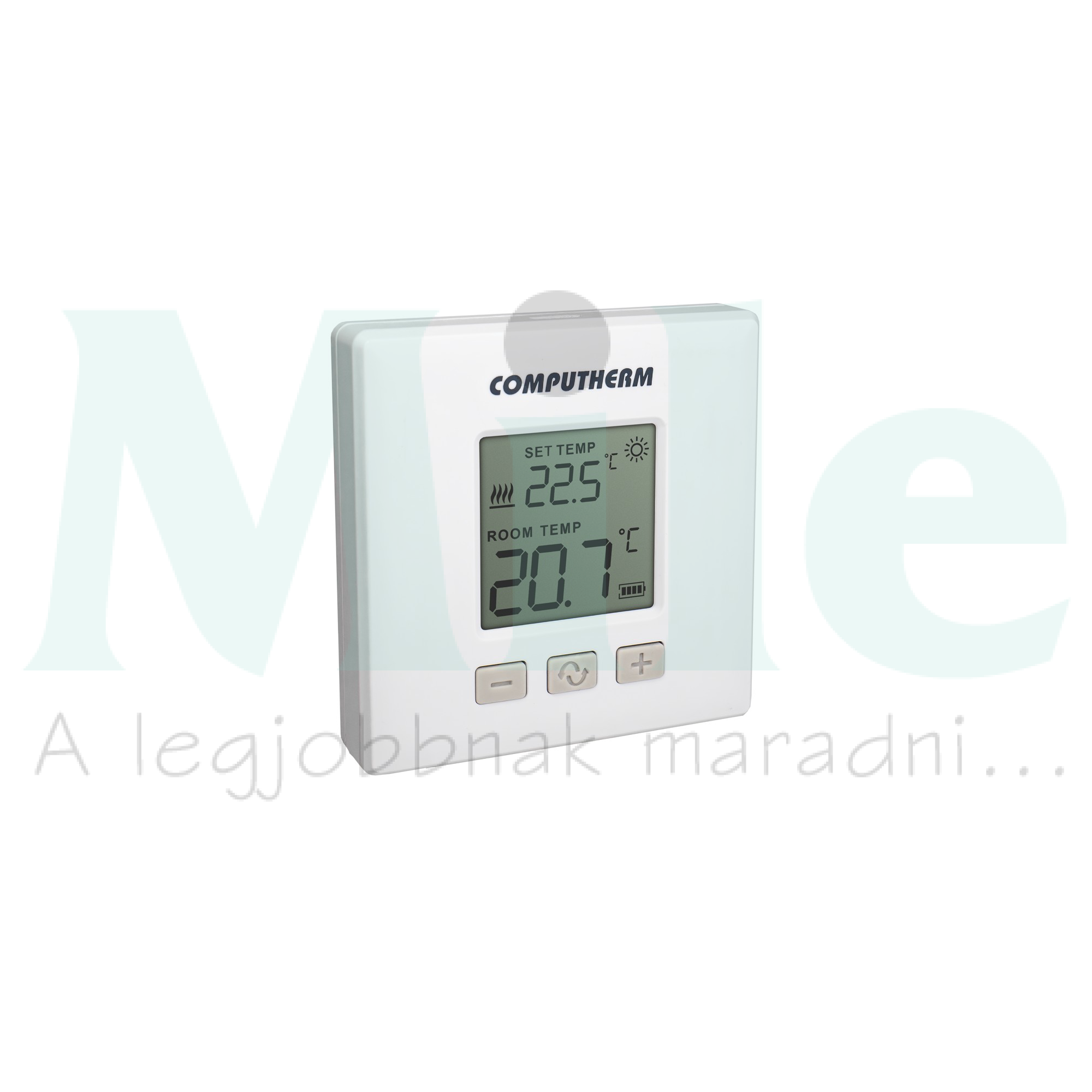 Szobatermosztát LCD +2xAA1,5V-elem 5°C- 40°C elem falonkívüli világosfehér fűtés QUANTRAX