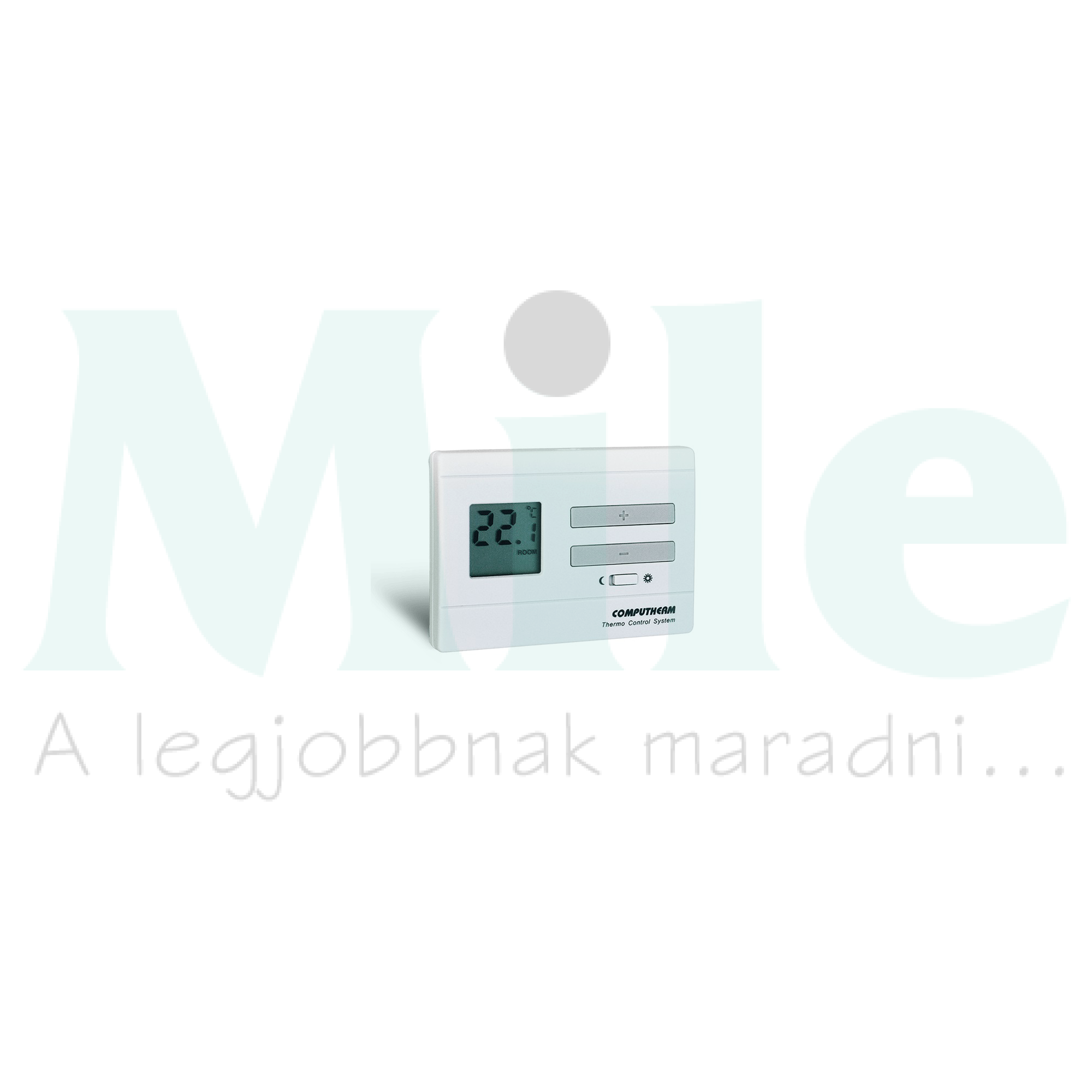 Szobatermosztát LCD +2xAA1,5V-elem 5°C- 40°C elem falonkívüli világosfehér fűtés QUANTRAX