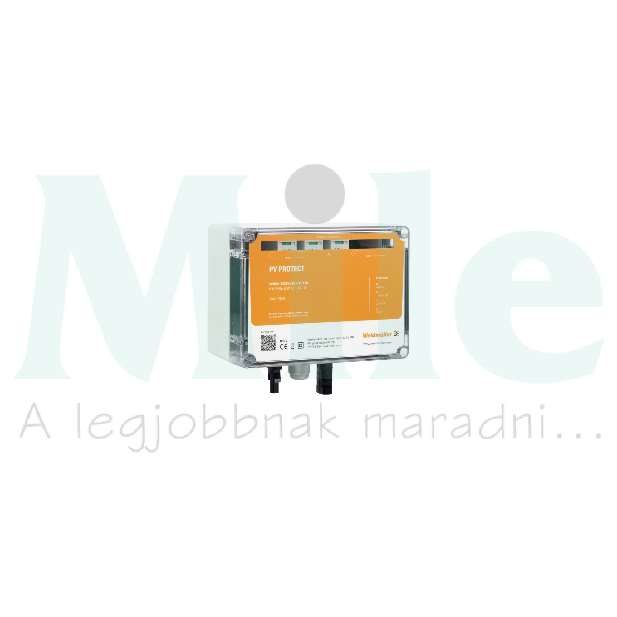 Szolár DC elosztó komplett 1kV 1MPP II-túlfesz 1x2-MC4 1xtömszelence IP67 VPUM1I1SXFXV2O1TXPX10