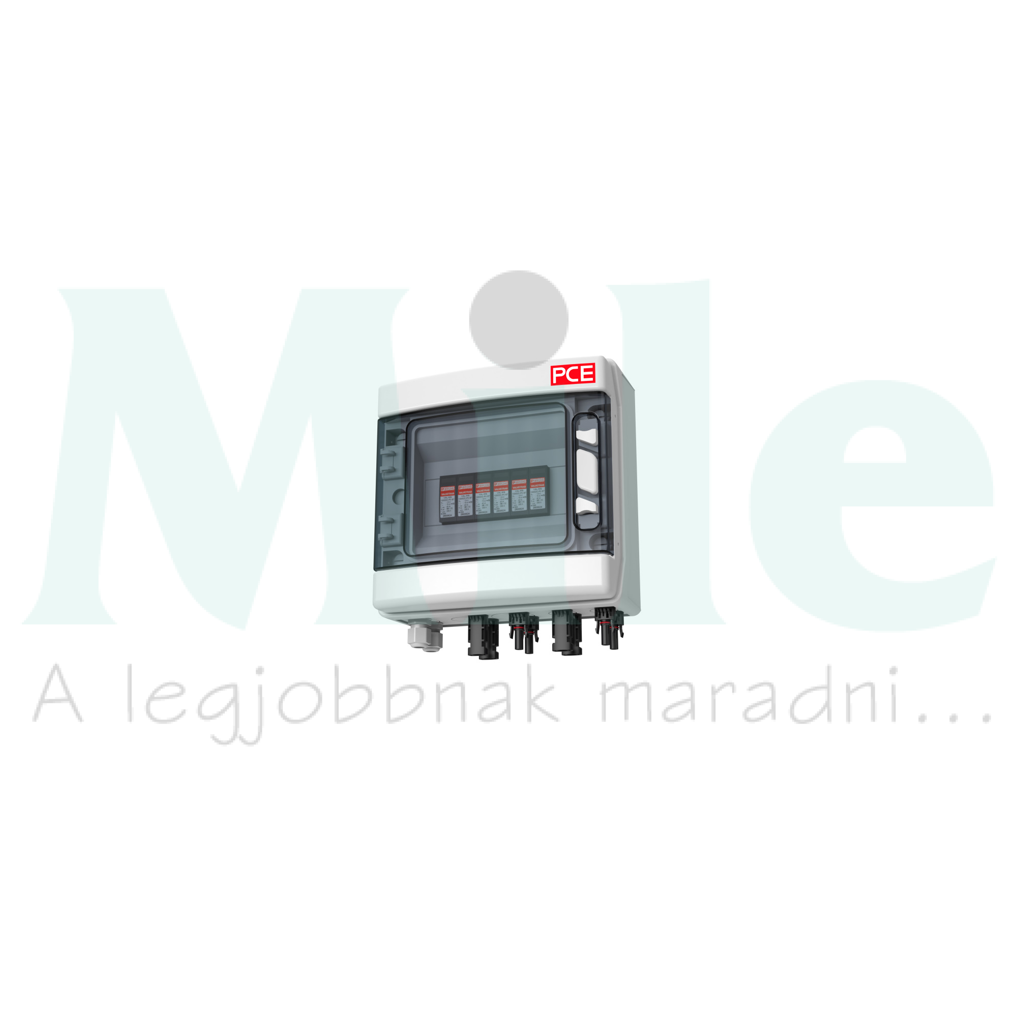 Szolár DC elosztó komplett 1kV 2MPPT I+II-túlfesz 8xMC4 2xM16 IP65 PCE