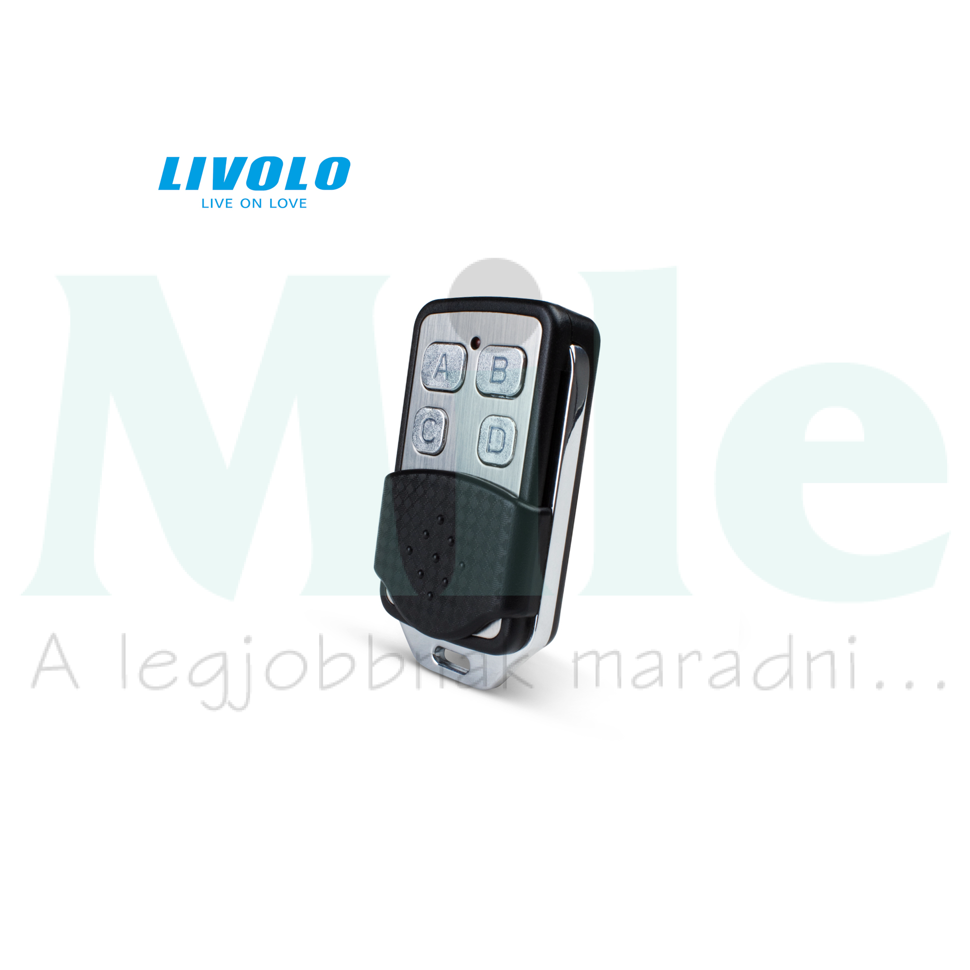Távirányító kulcstartó 433MHz 3csatorna rádiófrekvenciás (RF) fekete C7 LIVOLO