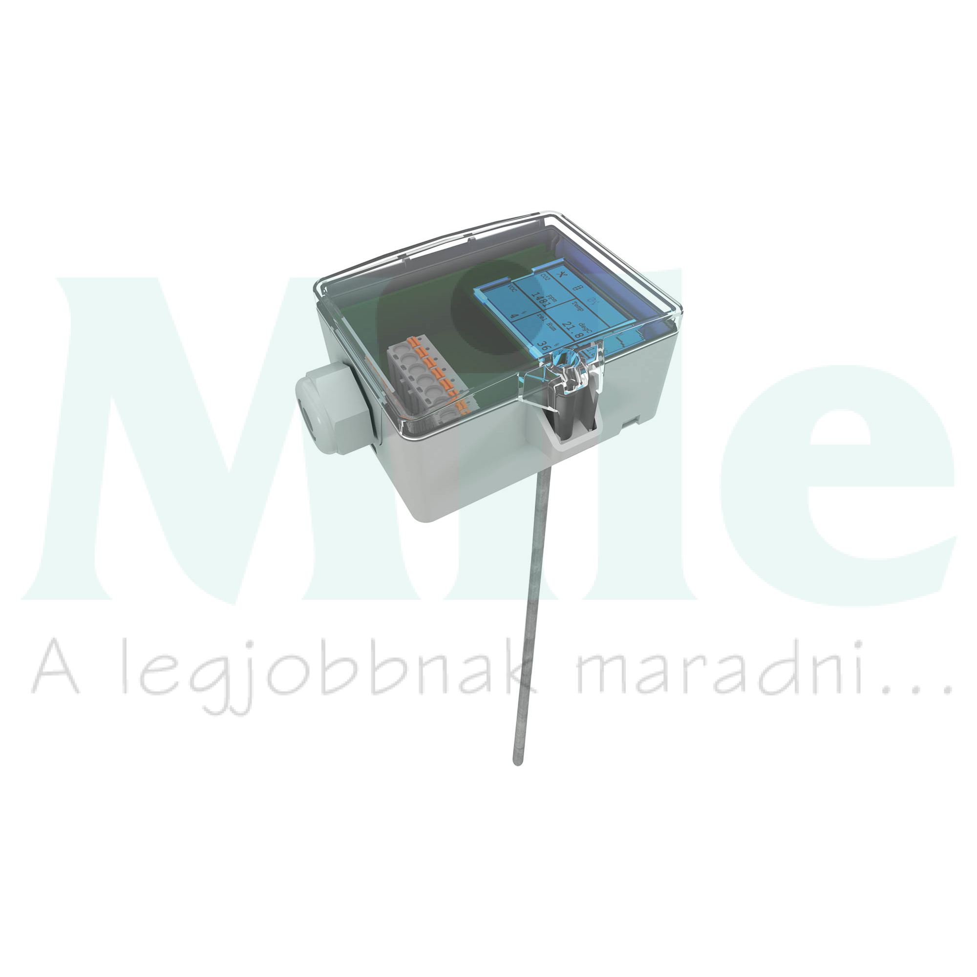 Hőérzékelő csatornába d6/450mm aktív 0..10V MultiRange -50-160°C IP65 AKF10+ LCD TRV Thermokon