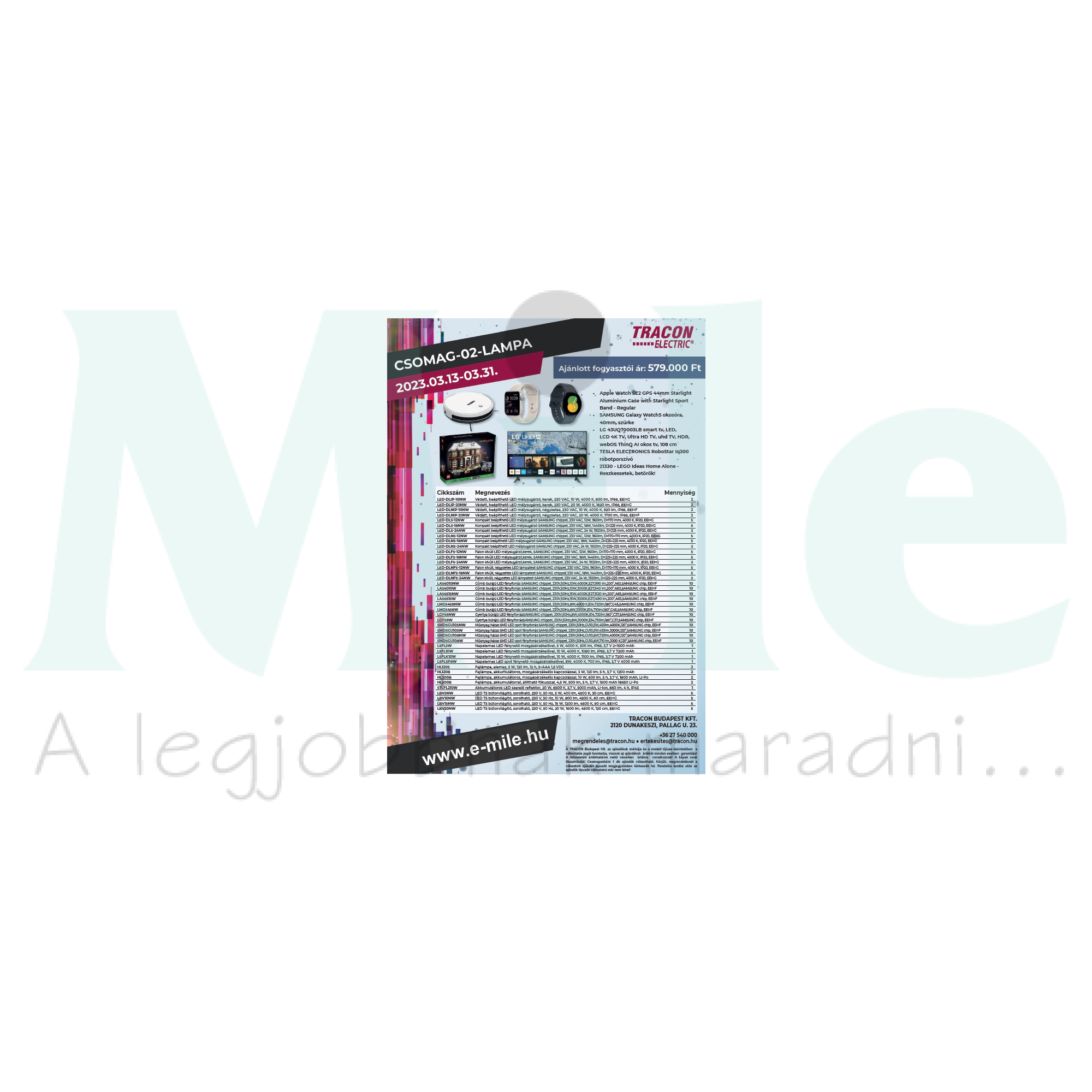 Akciós csomag ´23 lámpa CSOMAG-02-LAMPA TRACON