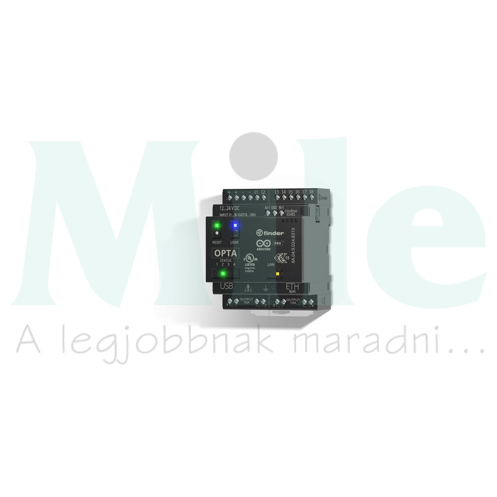 Vezérlőrelé OPTA Plus Arduino IDE Ethernet Modbus 8A/DI 4DO /relé 10A 8A.04.9.024.8310 FINDER
