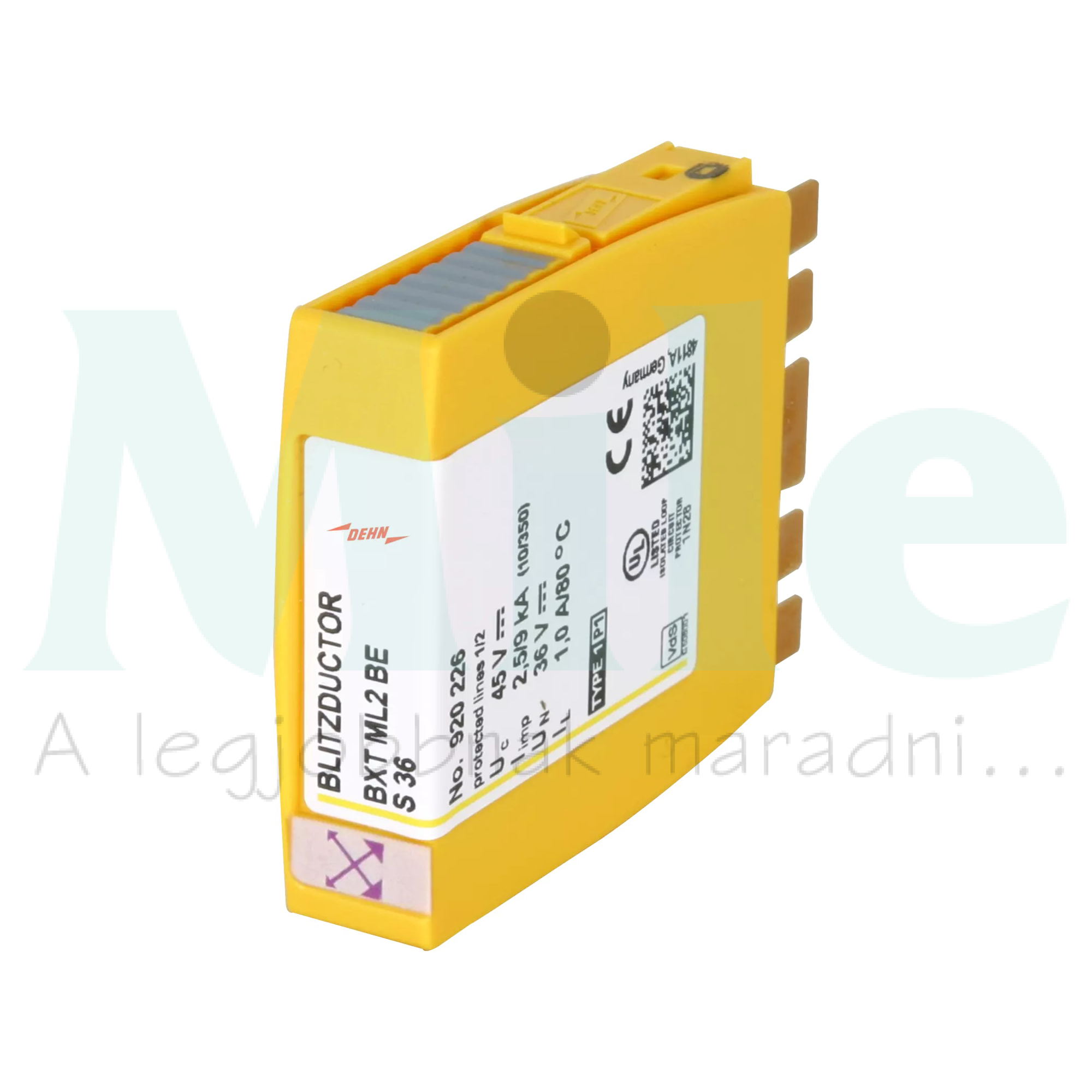 Villámáram-levezető kombinált BLITZDUCTOR XT LifeCheck-kel 31V/AC 45V/DC 20kA 9kA-imp(10/350) 56V-ér/föld 112V-ér/ér BXT ML2 BE S 36 DEHN