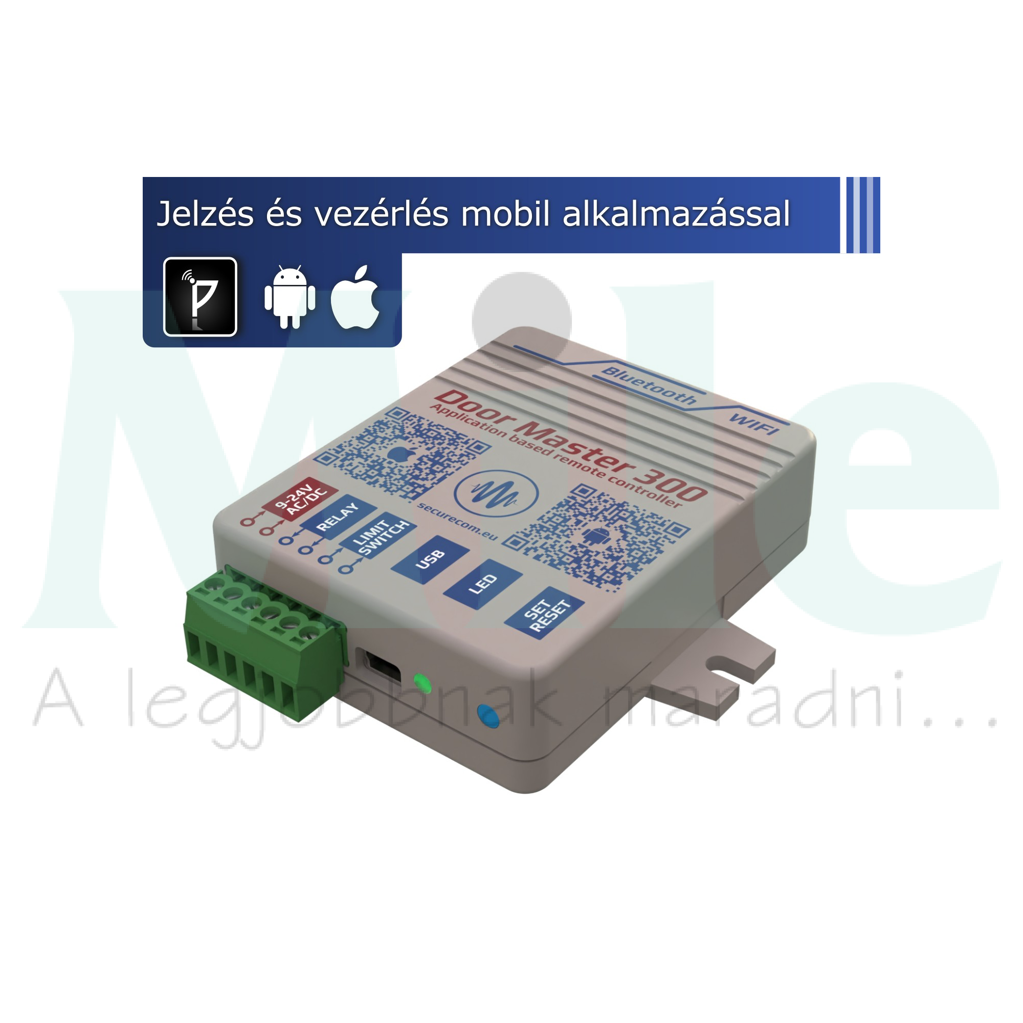 WiFi/(Bluetooth) kapuvezérlő 1kapuhoz nyit/zár 300felhasználó  Door Master SECURECOM