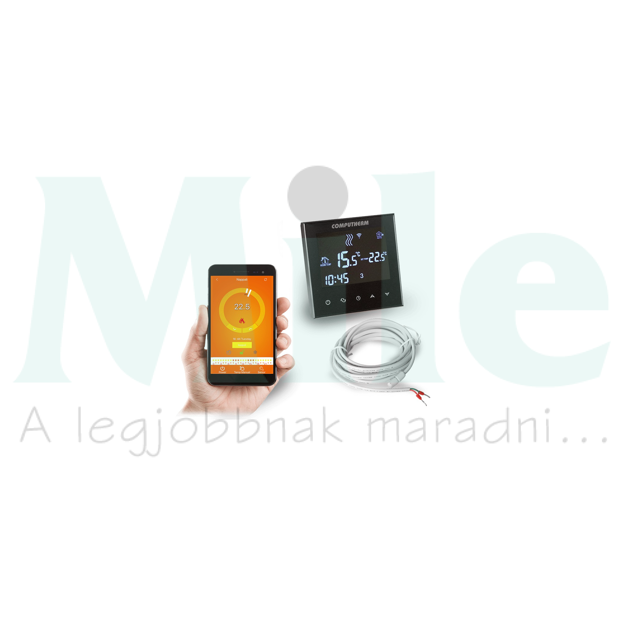 WiFi okostermosztát LCD vezetékes kazánvezérlővel radiátor/padlófűtés süllyesztett IP20 QUANTRAX