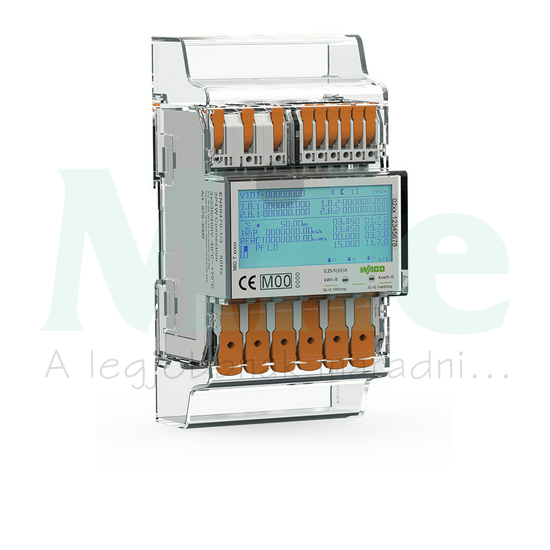 Sorolható fogyasztásmérő 3F LCD MID direkt 65A 230/400V 50Hz Modbus MBus WAGO