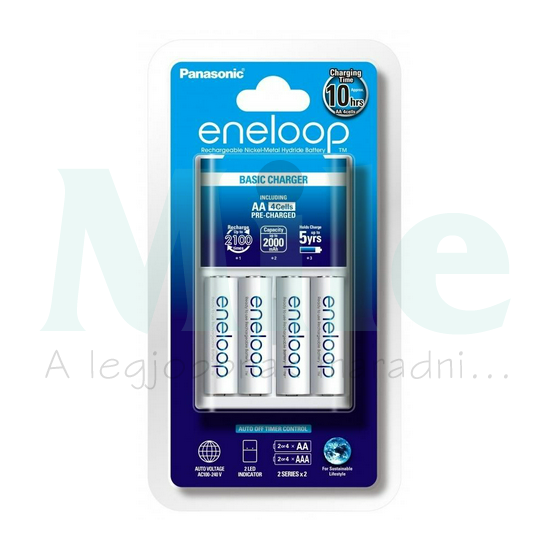 Akkumulátortöltő AA (ceruza/AAA (mikro) Basic + 4db 1900mAh AA (600min) Eneloop Basic Panasonic