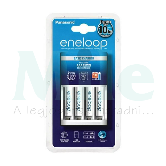 Akkumulátortöltő AA (ceruza/AAA (mikro) Basic + 4db 750mAh AAA (600min) Eneloop Basic Panasonic