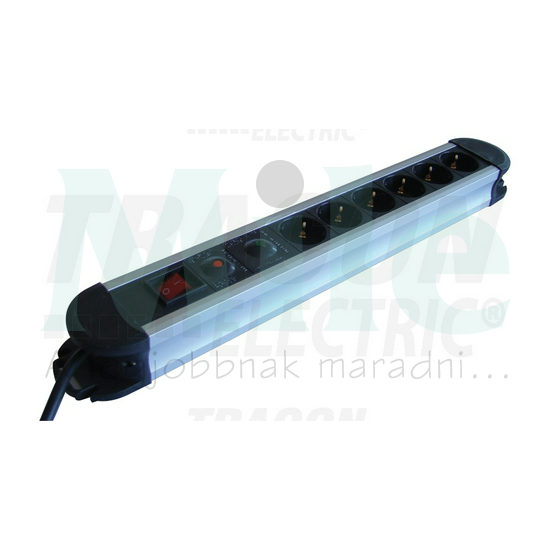 Asztali elosztósor 3680W 1.5mm2 3m túlfeszvédett 6x2P+E/230V 16A  kapcsolós IP20 TRACON