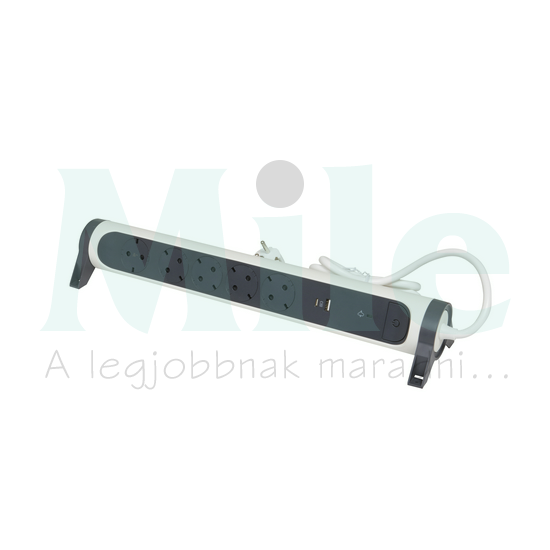 Asztali elosztósor 3680W USB-A+USB-C/15W fehér/fekete forgatható 1.5mm2 1.5m 10A Premium LEGRAND
