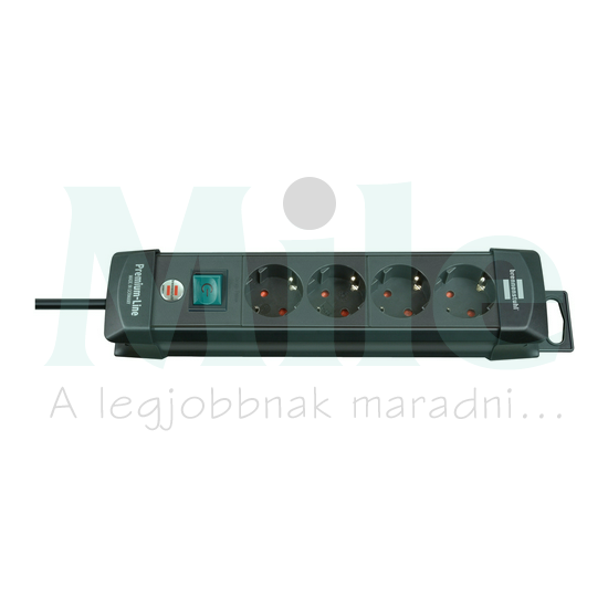 Asztali elosztósor gyerekvédős 1.5mm2 1.8m 4x2P+E/230V fekete IP20 Premium-Line LECTRA