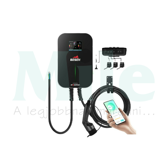 E-autó töltő LCD Bluetooth APP 6m-kábel 1x 22kW fali 1xT2 IP66 Wallbox Smart BESEN