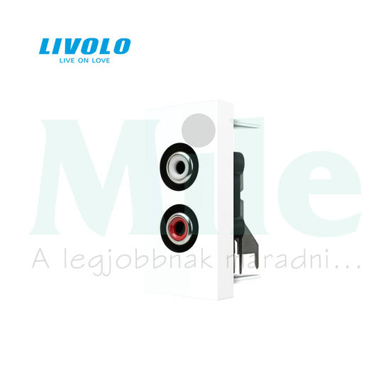 C7 audió csatlakozó betét közp. fedéllel 2xRCA műanyag fehér C7RCAW LIVOLO