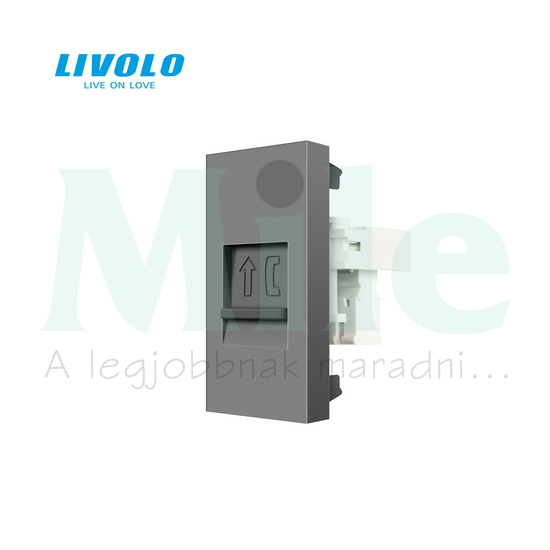 C7 telefon csatlakozó betét közp. fedéllel RJ11 műanyag ezüst C7TELS LIVOLO