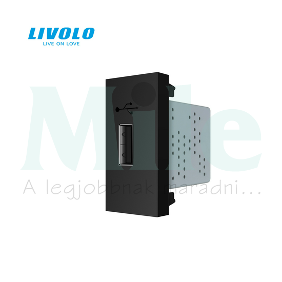 C7 USB töltőaljzat A 1/ki 2100mA-max. 5V süllyesztett fekete LIVOLO