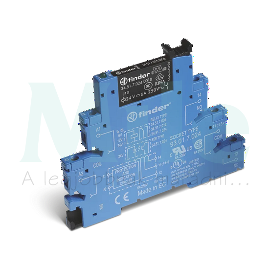 Csatolórelé keskeny érzékeny 6A 1-v csavaros 24VDC monostabil IP20 AgNi+Au 38.51.7.024.5050 FINDER