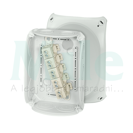 Kötődoboz 5x10mm2 falonkívüli 180mm x 130mm x 77mm szürke műanyag IP66 12 DK 1010 GZ Hensel