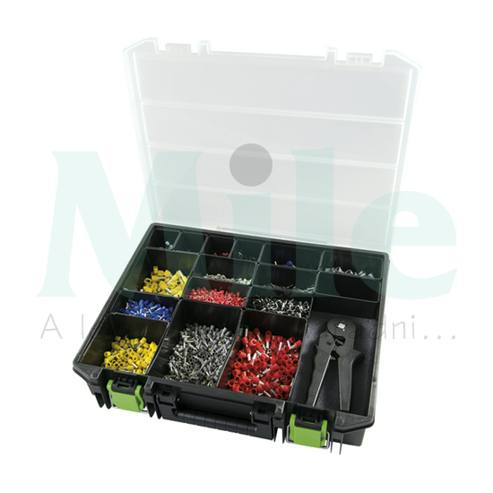 Érvéghüvely készlet szigetelt+iker szort.dobozban 0,5-10mm2-5000db+210804 szerszám II - német Ha