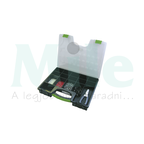 Érvéghüvely készlet szigetelt dobozban 0,5-2,5mm2 - 2000db + 210820 présfogó I - francia Haupa