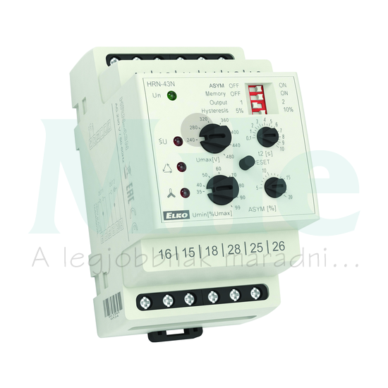 Feszültségfigyelő relé 3F kiesés/sorrend/növekedés/csökkenés 2x16A/250V AC 2v HRN-43N/24V Elko EP