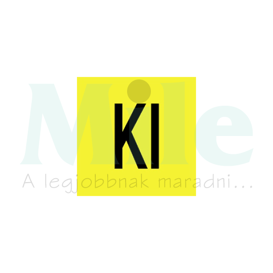 Figyelmeztető matrica KI 1db=1ív (20db/ív) vinil öntapadós sárga 20mmx 20mmx műanyag Agárdi Filmnyomó