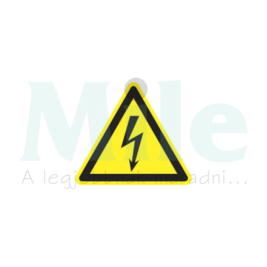 Figyelmeztető matrica villámjel (áramütés veszélye!) 50mm élhossz. vinil sárga Agárdi Filmnyomó (4db/ív)