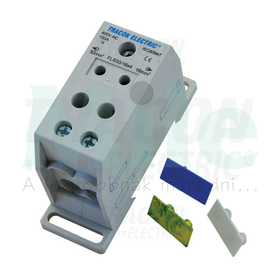 Fővezetéki leágazókapocs 150A/400VAC 1x6-50+4x2,5-16mm2 multicolor 1P 50mm2 TRACON