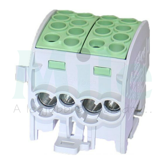 Fővezetéki leágazókapocs 152/100A Cu/Al ónozott zöld 4x25+4x16mm2 2P HLAK 25/16-D PE LEIPOLD