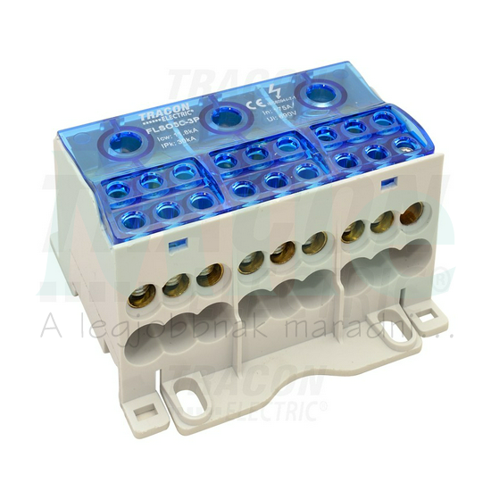 Fővezetéki leágazókapocs 175A/400VAC/DC 3x1x50+6x16mm2 nyitható fedéllel 3P 50mm2 TRACON