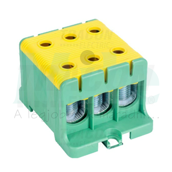 Fővezetéki leágazókapocs 245A/400VAC 3x2x16-95mm2 Al/Cu zöld/sárga 3P 95mm2 TRACON