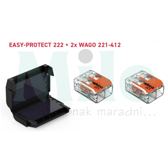 Géltechnológiás kötődoboz +2xWago221-412 1kV IPX8 gél 4x 0,2-4mm2 / Easy-Protect 222 Cellpack