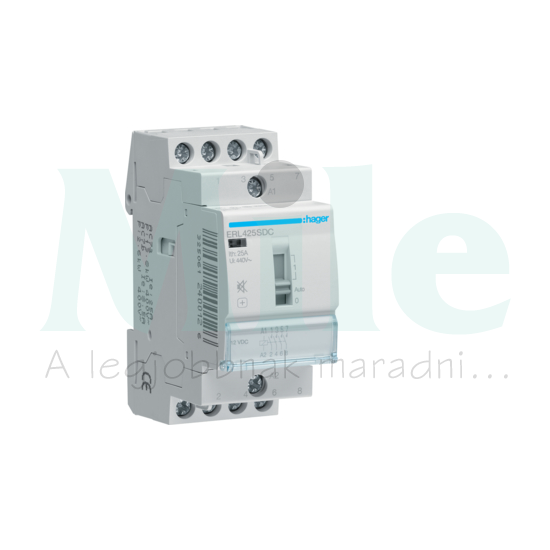 Installációs kontaktor sorolható 0-Aut-1 25A/ 400V AC 12V DC-műk 2M ERL Hager