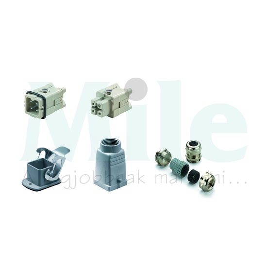 Ipari csatlakozó komplett lengő/beépített apa/anya 3-pólusú 16A HDC-KIT-HA 03.300 M Weidmüller