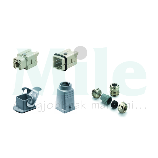 Ipari csatlakozó komplett lengő/beépített apa/anya 4-pólusú 16A HDC-KIT-HA 04.400 M Weidmüller