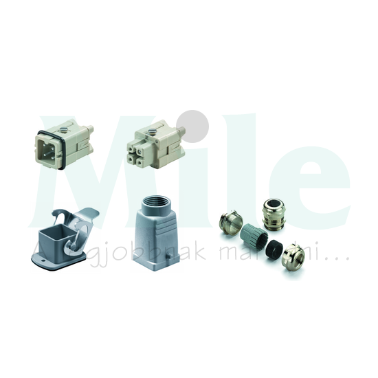 Ipari csatlakozó komplett lengő/beépített apa/anya 3-pólusú 16A 400V HDC-KIT-HA 03.300 Weidmüller