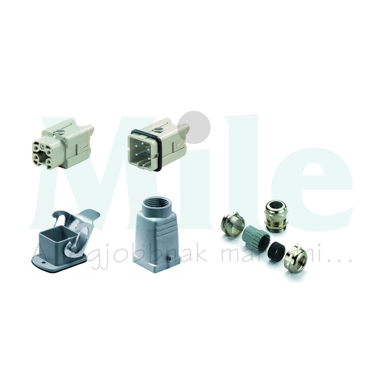 Ipari csatlakozó komplett lengő/beépített apa/anya 4-pólusú 16A 400V HDC-KIT-HA 04.400 Weidmüller