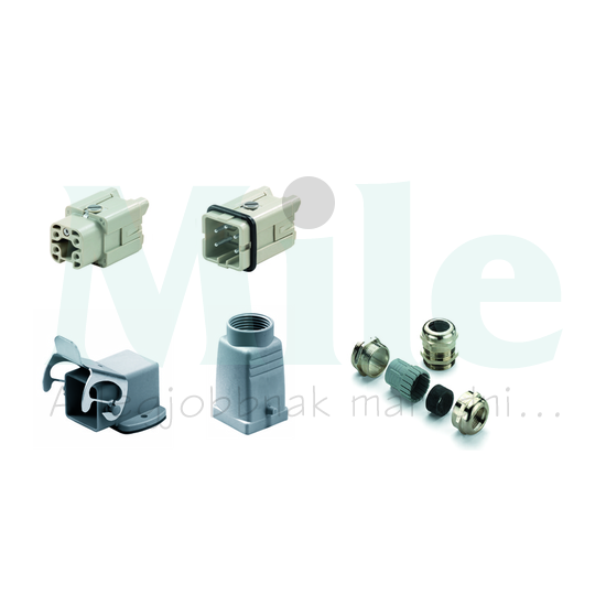 Ipari csatlakozó komplett lengő/beépített apa/anya 4-pólusú 16A 400V HDC-KIT-HA 04.402 Weidmüller