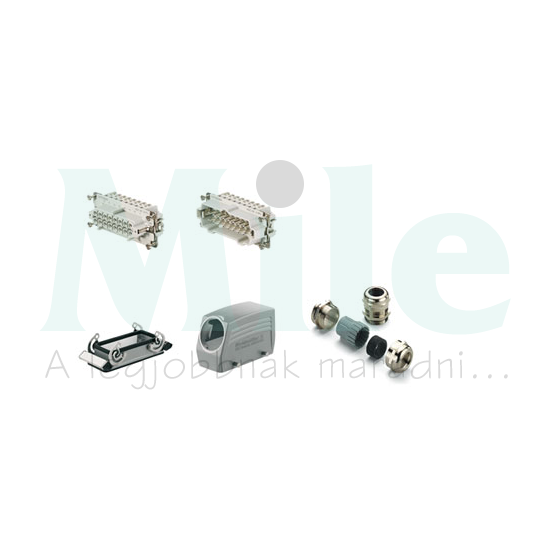 Ipari csatlakozó komplett lengő/beépített apa/anya 16-pólusú 16A HDC-KIT-HE 16.120 Weidmüller