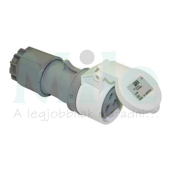 Ipari dugalj lengő 2P+E 16A >50V szürke egyenes IP44 műanyag 12h-pozíció csavaros Twist PCE